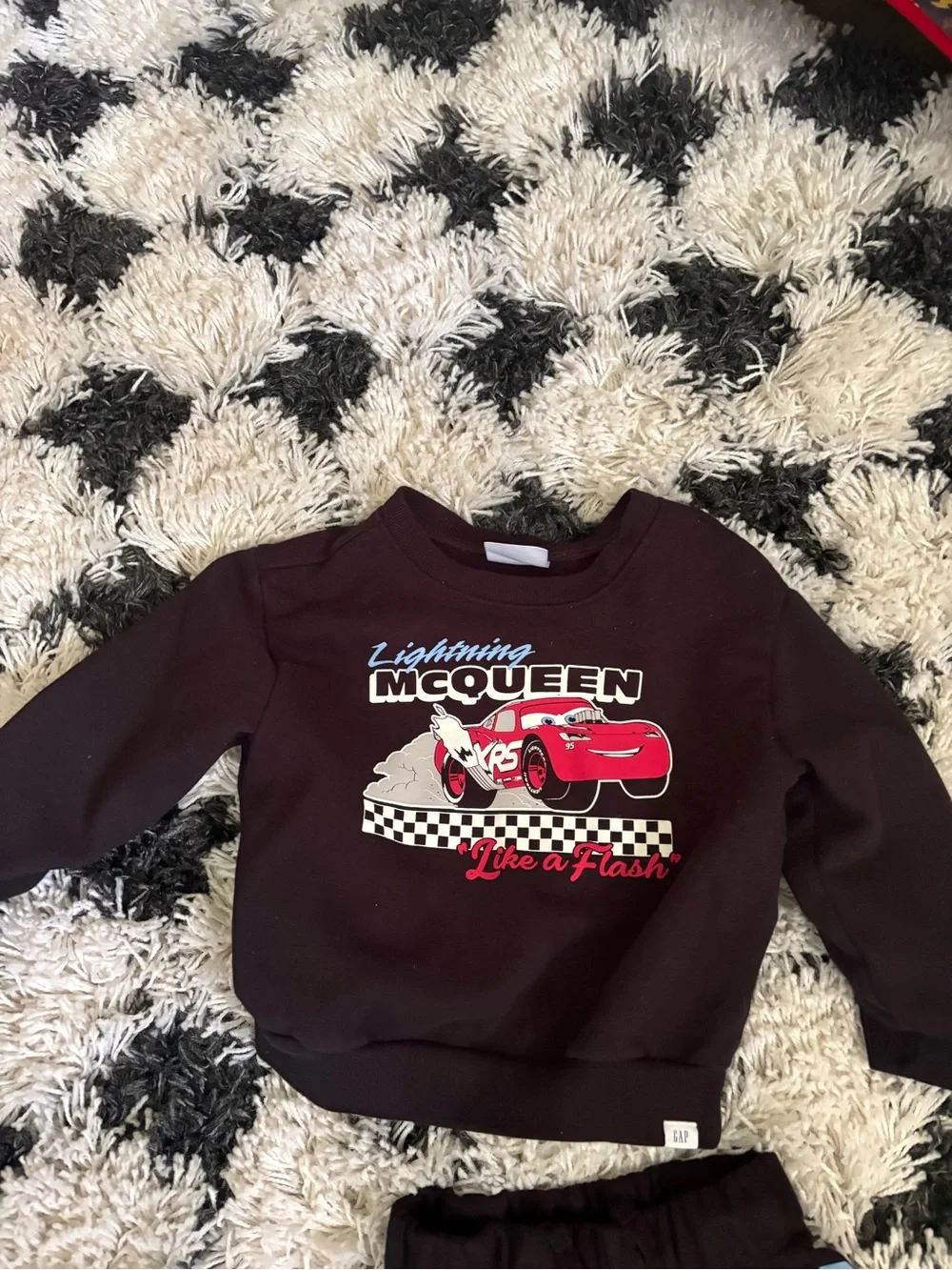 GAP Black Lightning McQueen Sweatpants & Joggers Set with Red and Blue Graphics